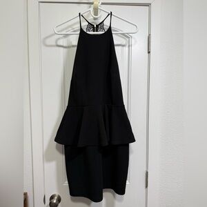 Charlotte Russe Black Lace Back Peplum Dress Size L Women’s